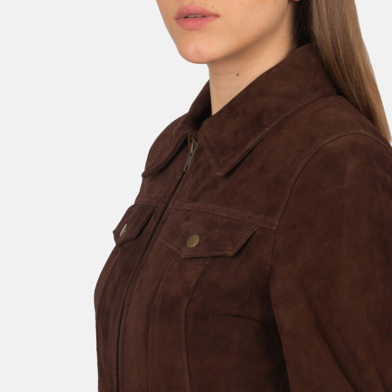 Womens Suzy Mocha Suede Jacket Close-Up-9-1659378103189